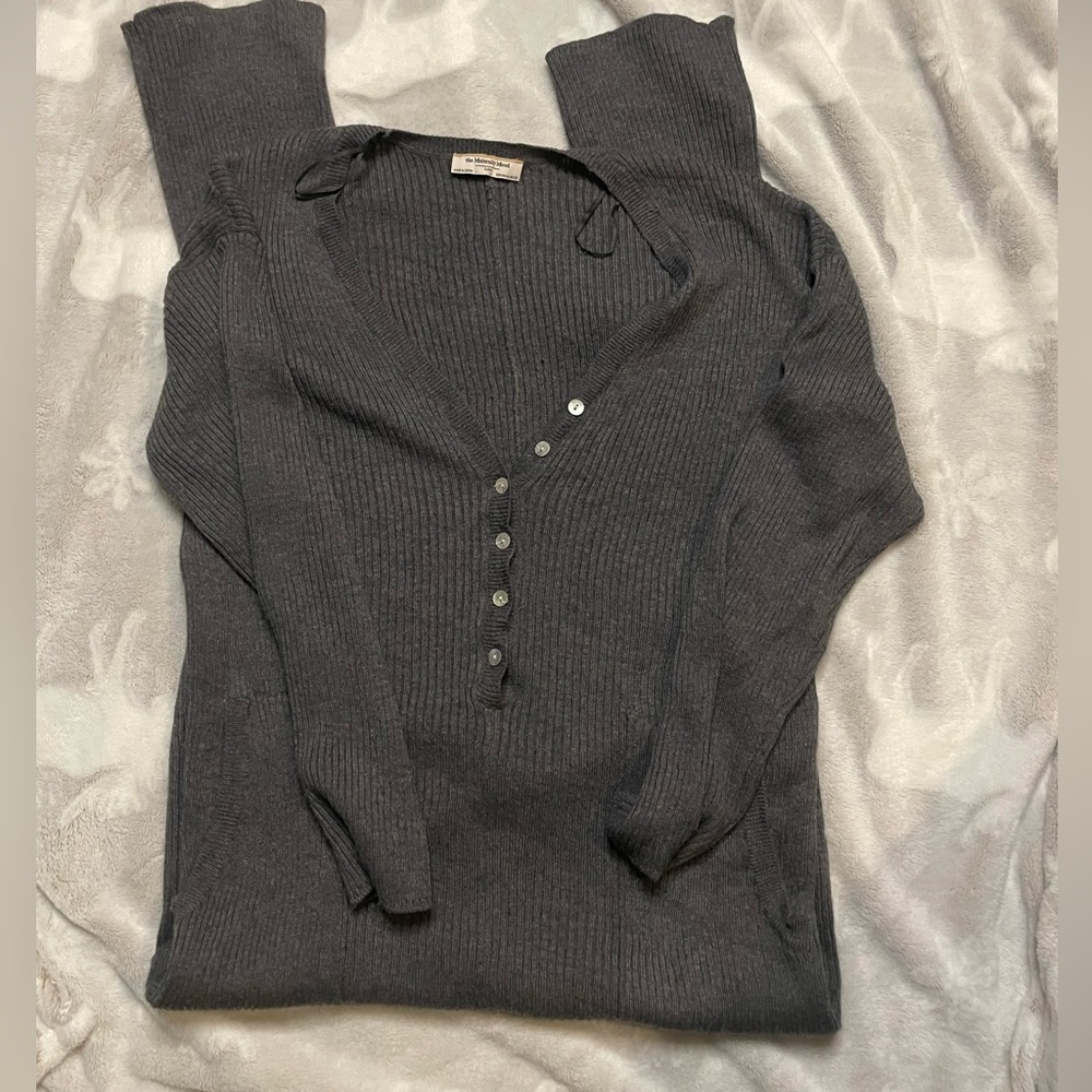 ZARA the Maternity Mood Ribbed Knit Jumpsuit Vneck with Buttons - Picture 5 of 8